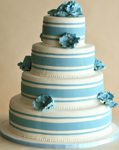  Wedding Cake With Blue Flowers