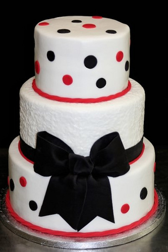  Wedding Cake With Red and Black Polka Dots