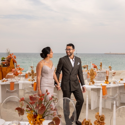 An Orange Engagement Party with Sunset Hues in Dubai