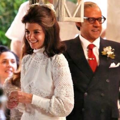 Katie Holmes Glows as Jackie Kennedy in Her Wedding Dress 