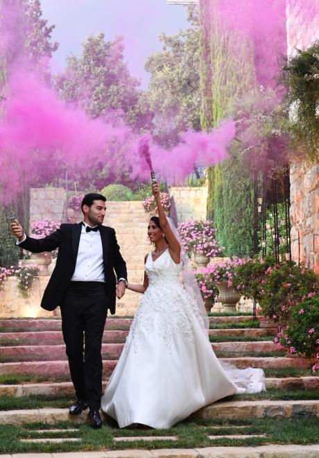 حفل زفاف زهرة وزياد الصيفي الرومانسي في لبنان