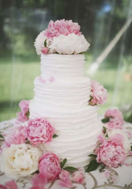 Peonies Wedding Cake