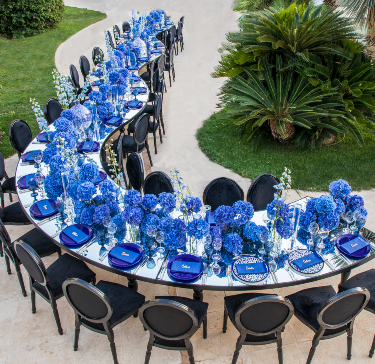 Royal Blue Engagement In Amman Arabia, Royal Blue Table Set Up
