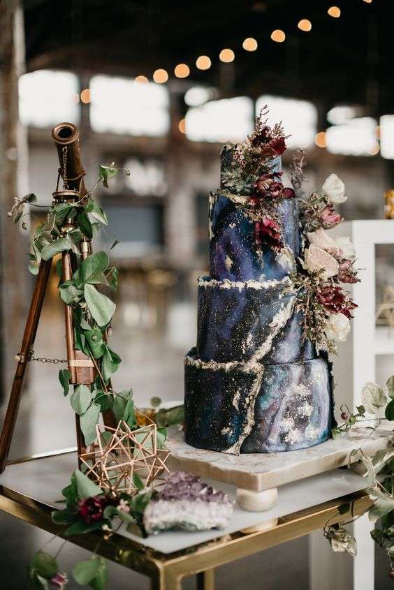 Magical Galaxy-Inspired Wedding Cakes and Desserts
