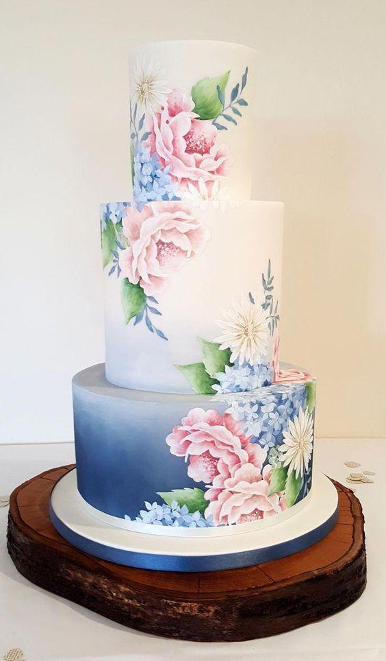 hand painted wedding cakes 1