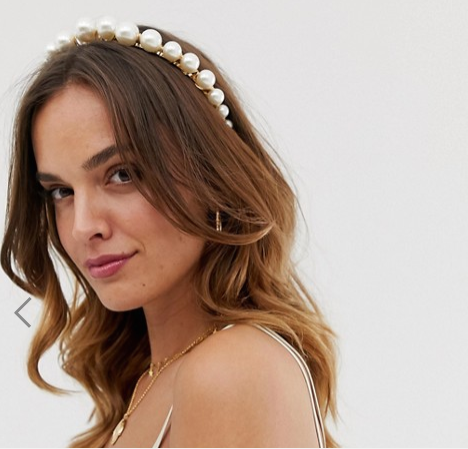 Headband with Graduating Pearls in Gold Tone at ASOS
