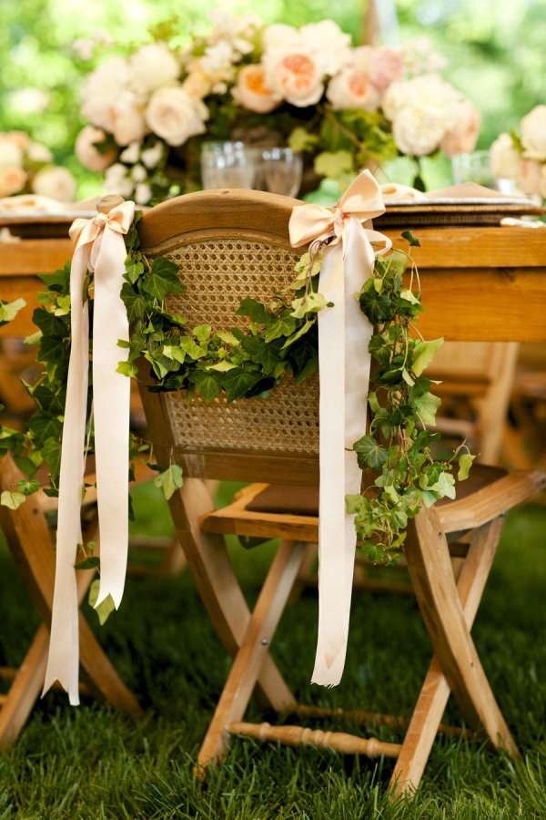 Green and Peach Wedding Chairs