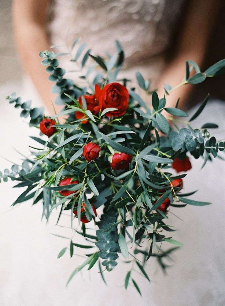 Green and Red Wedding Bouquet