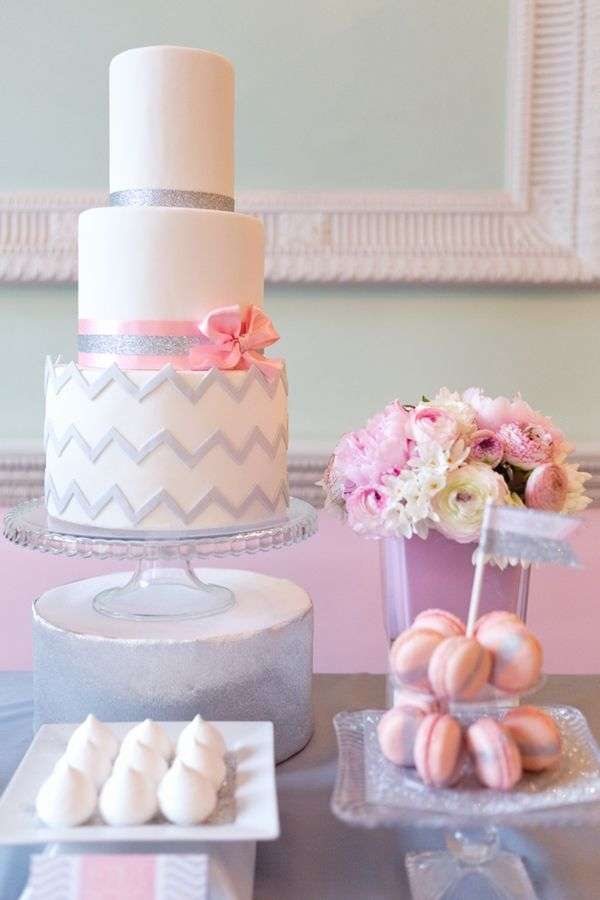 Pink and Grey Dessert Table