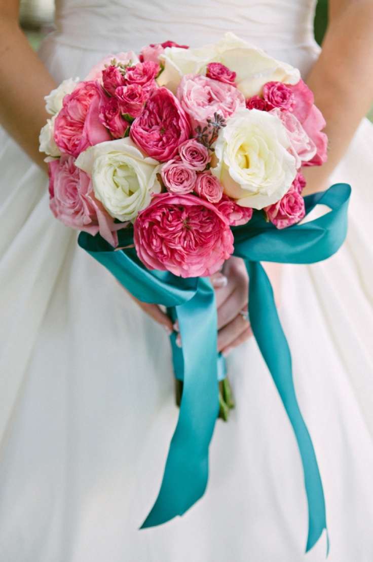 Pink and Aqua Wedding Bouquet
