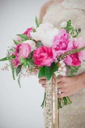 Pink and Green Wedding Bouquet