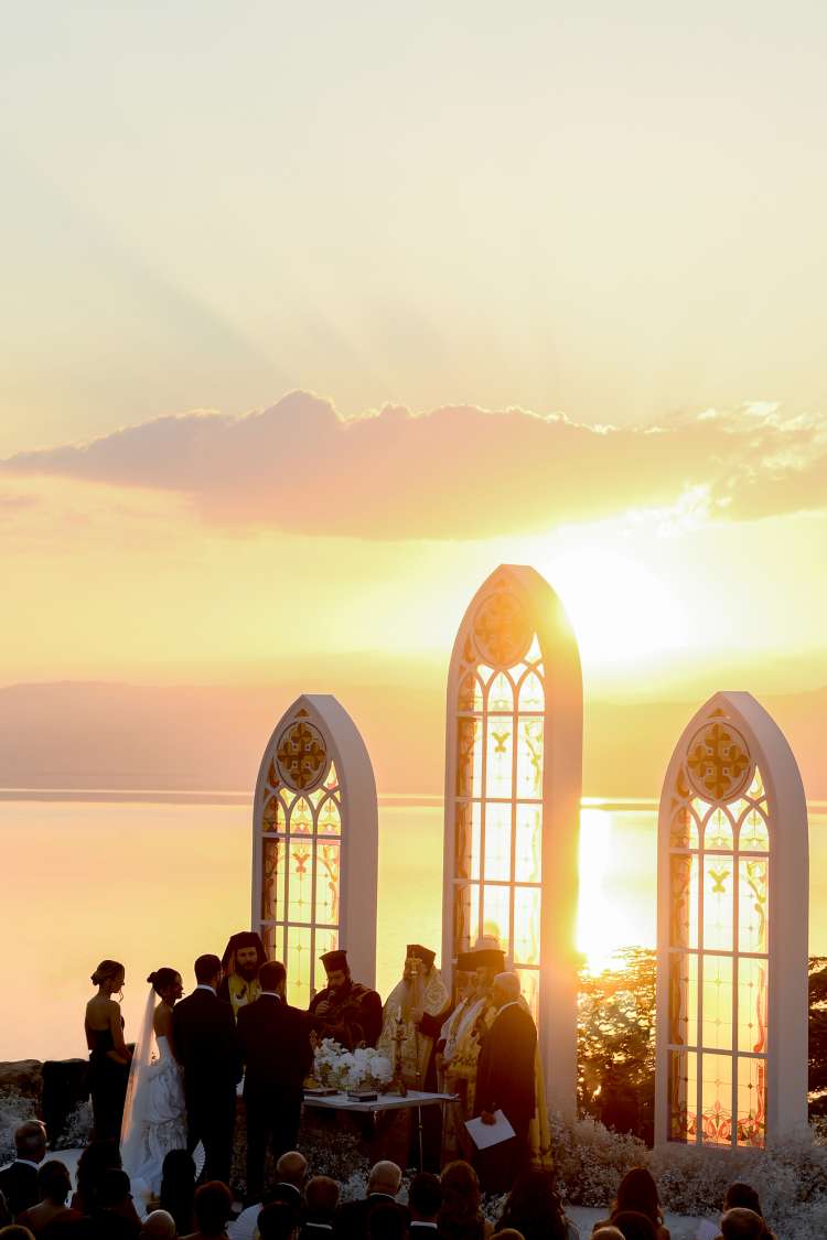 Dead Sea sunset view at wedding in Jordan
