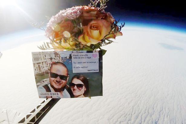 Man Celebrates Wedding Anniversary by Sending Flowers into Space