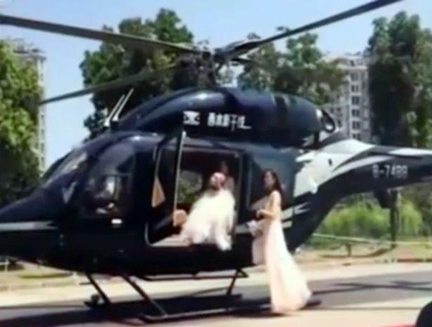 Wedding Helicopter Lands in Middle Of Traffic
