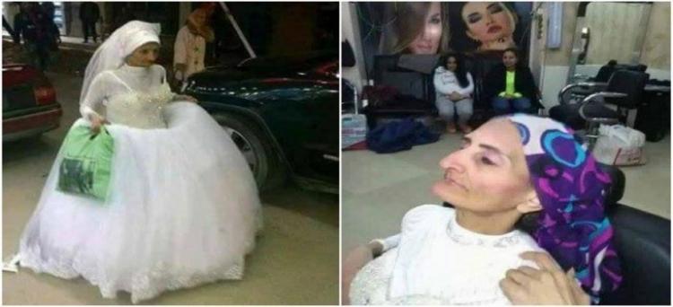 عجوز ستينية في شوارع الإسكندرية بفستان زفاف دون عريس