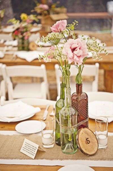 Flower Centerpieces in Bottles for Your Wedding 