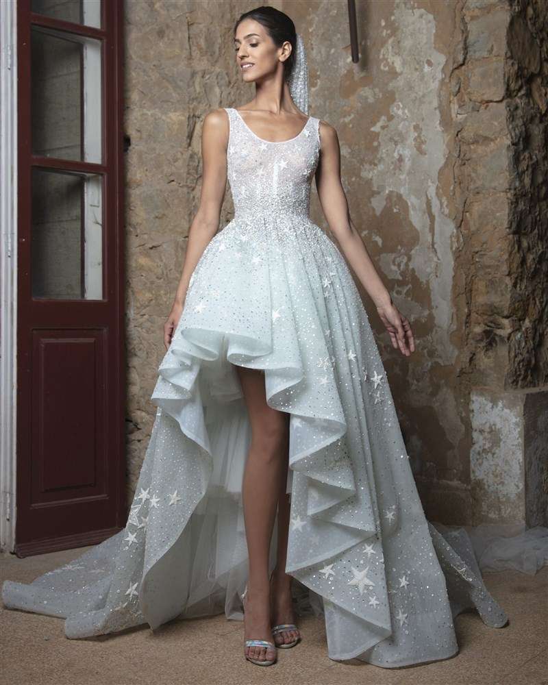Frost Blue Bridal Gown with Stars by Rami Kadi