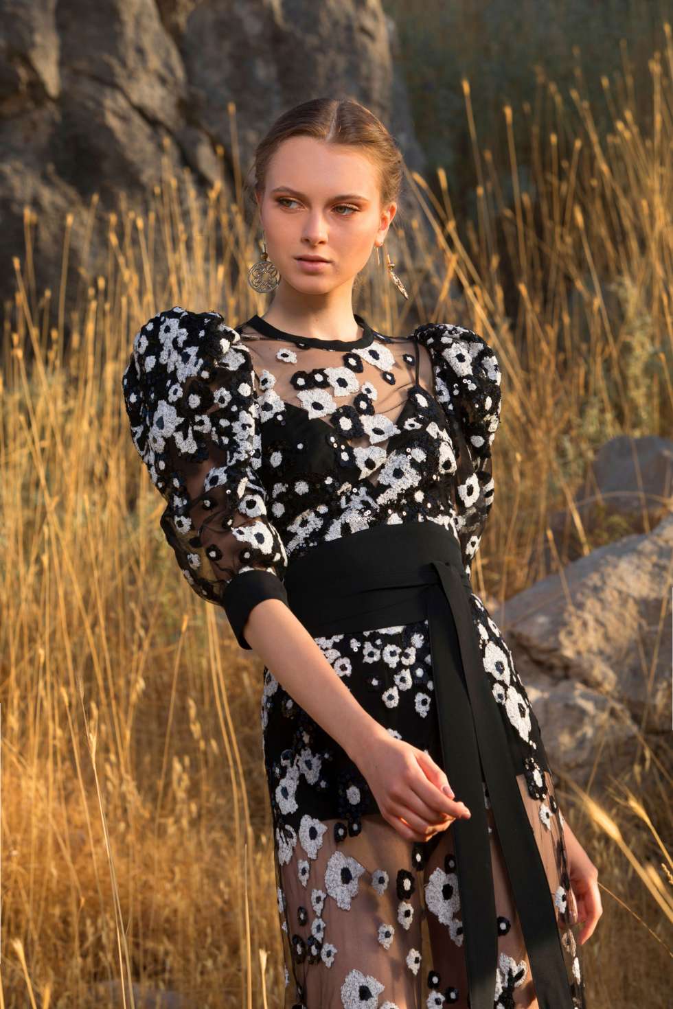 Lily Collins Wears Floral Elie Saab Gown at Art of Elysium's 