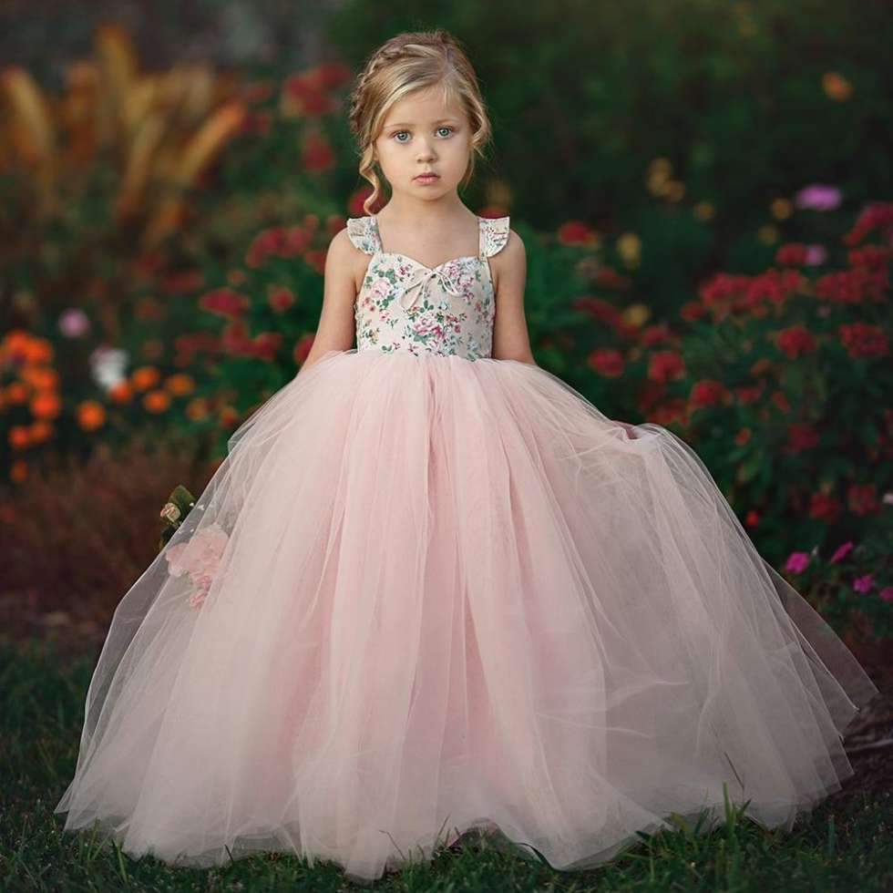 Lace Tulle Illusion Neckline First Communion Flower Girl Dress  Sparkly  Gowns