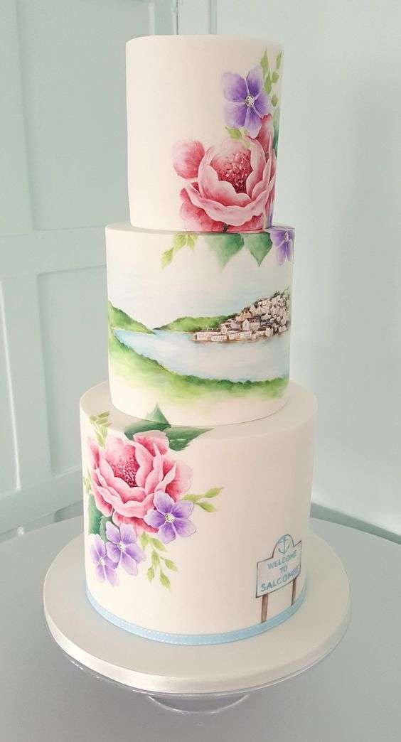 hand painted wedding cakes