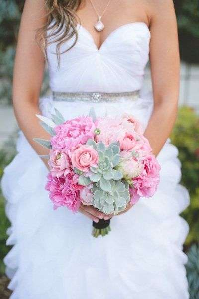 Mint and Pink Wedding Bouquet
