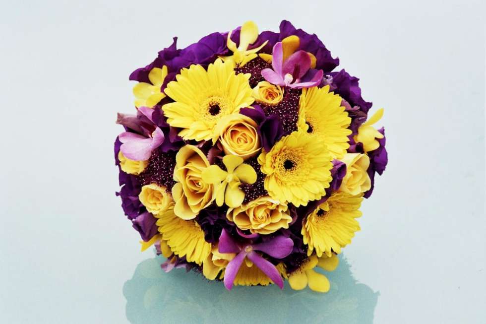 Purple and Yellow Wedding Bouquet