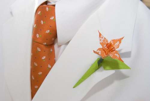 Groom with Origami Art