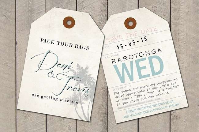 Luggage tags as wedding invitations 