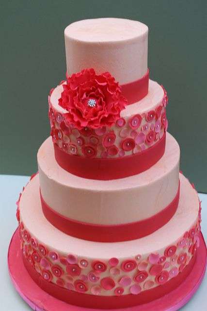 Pink and Red Wedding Cake
