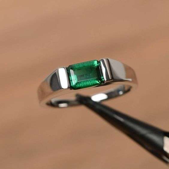 Men Emerald Engagement Ring