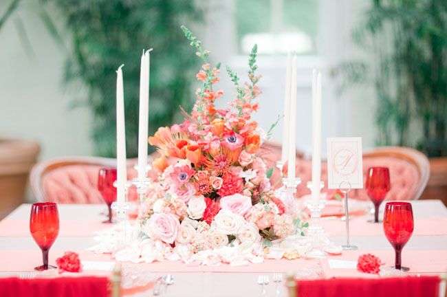 Red and Peach Wedding