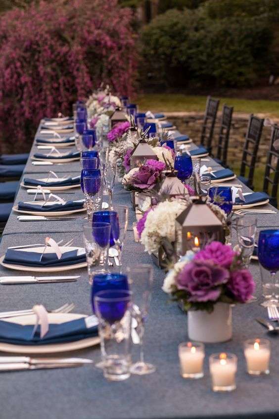 Plum and Navy Blue Wedding Table