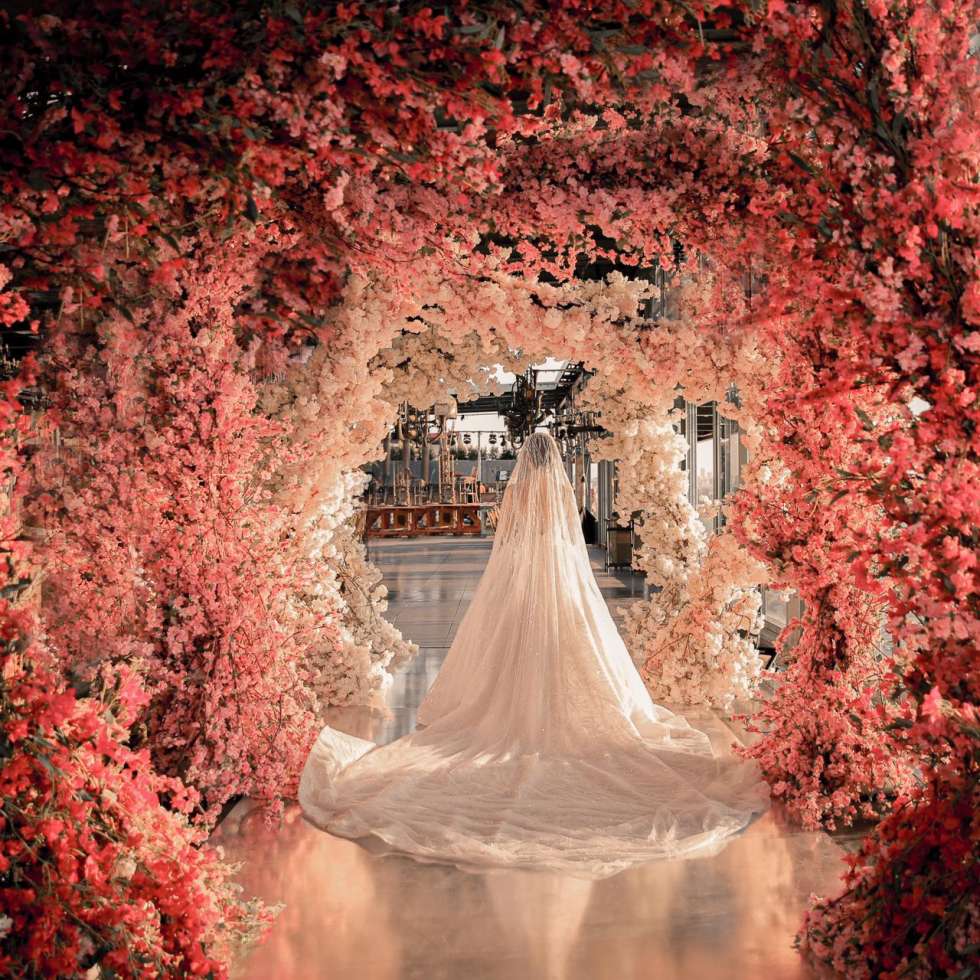 Pink Ombre Floral Arch