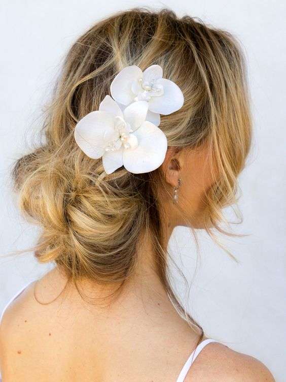 White Flower Bridal Hairstyle