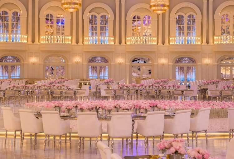 Pink and silver wedding decor