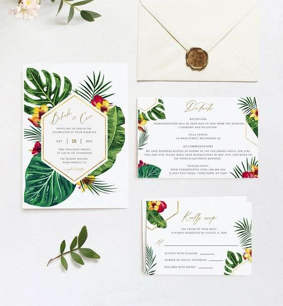 Tropical Foliage Invitations