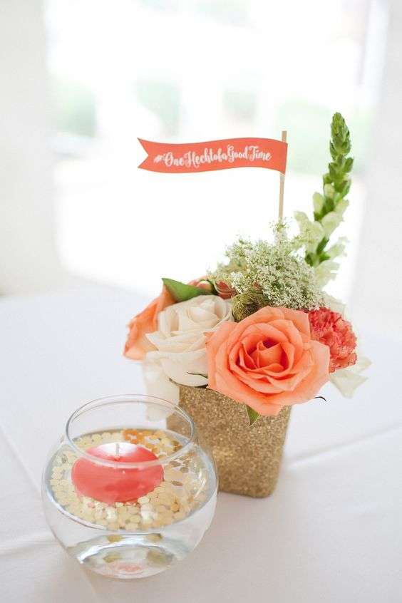 Coral and Gold Wedding Idea