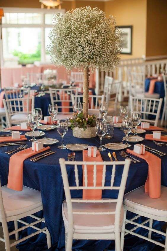 Coral Peach and Navy Blue Wedding Theme