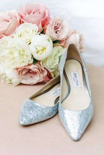 حذاء عروس فلات باللون الفضي