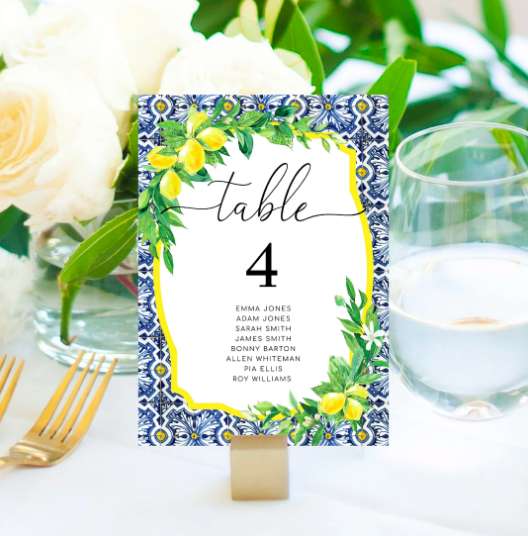 أرقام طاولات الزفاف