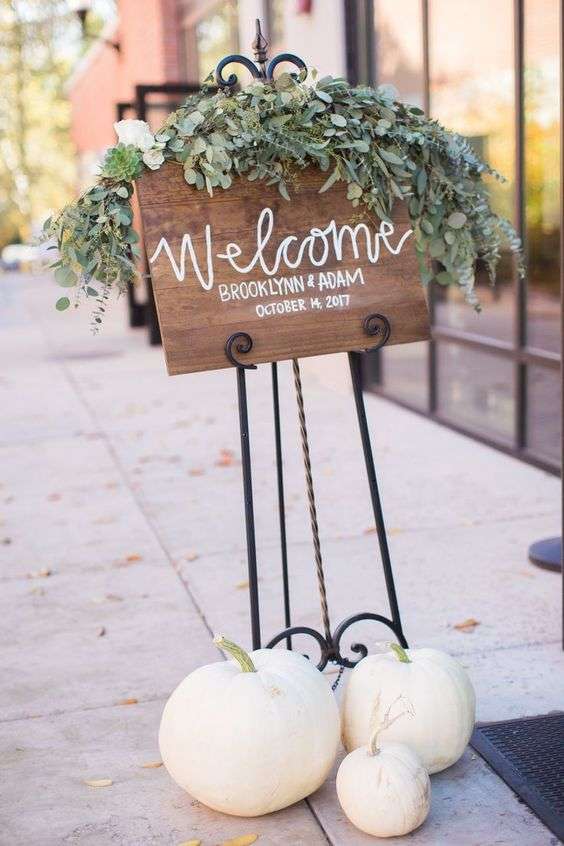 White pumpkin wedding decor