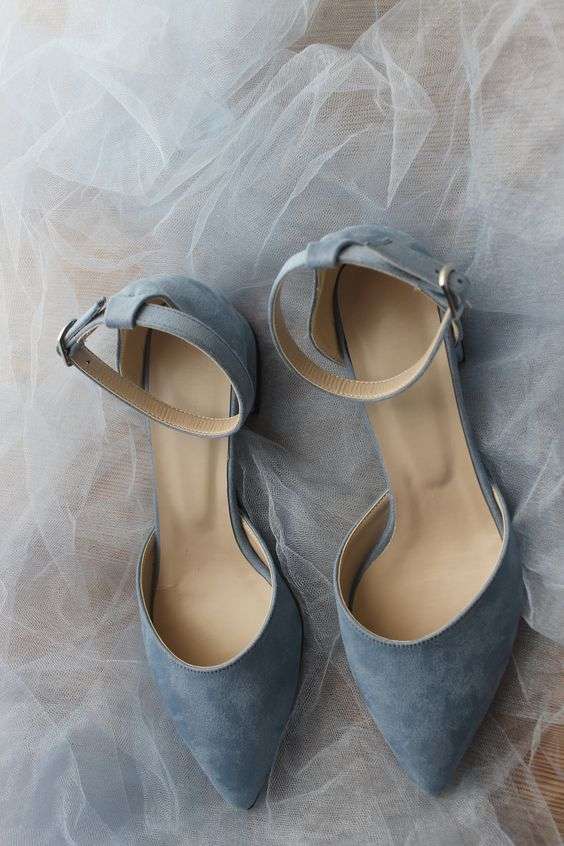 Grey suede wedding shoes