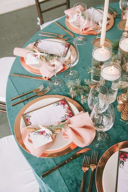 Emerald Green and Rose Gold Wedding Theme