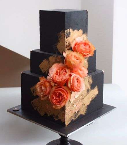 Black and Orange Wedding Cake