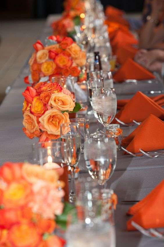 ثيم حفل زفاف باللونين البرتقالي والرمادي