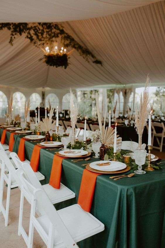 ثيم حفل زفاف باللونين البرتقالي والأخضر