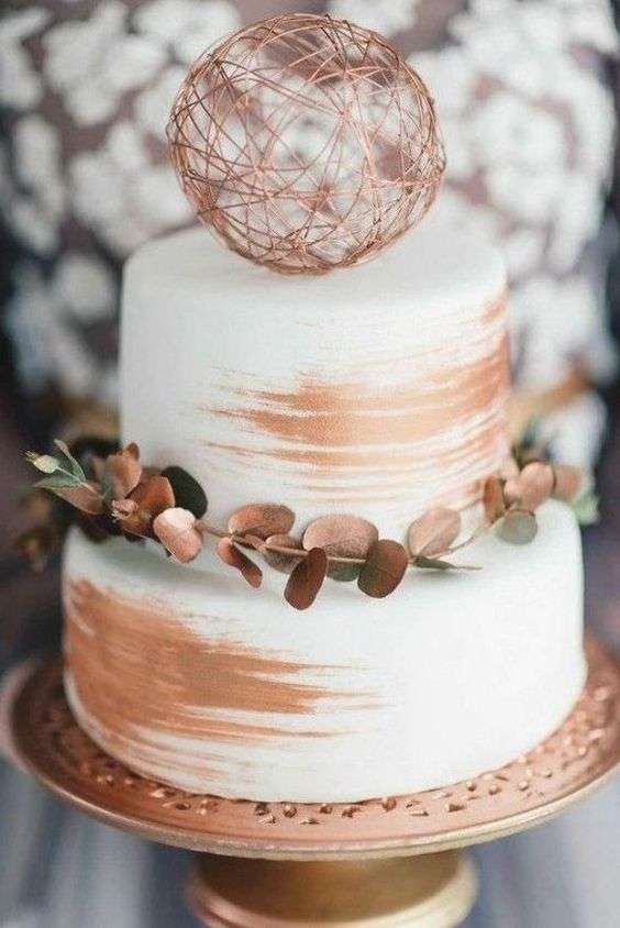 Copper wedding cake topper