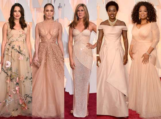 Blush and Nude Colored Dresses At The Oscars 2015