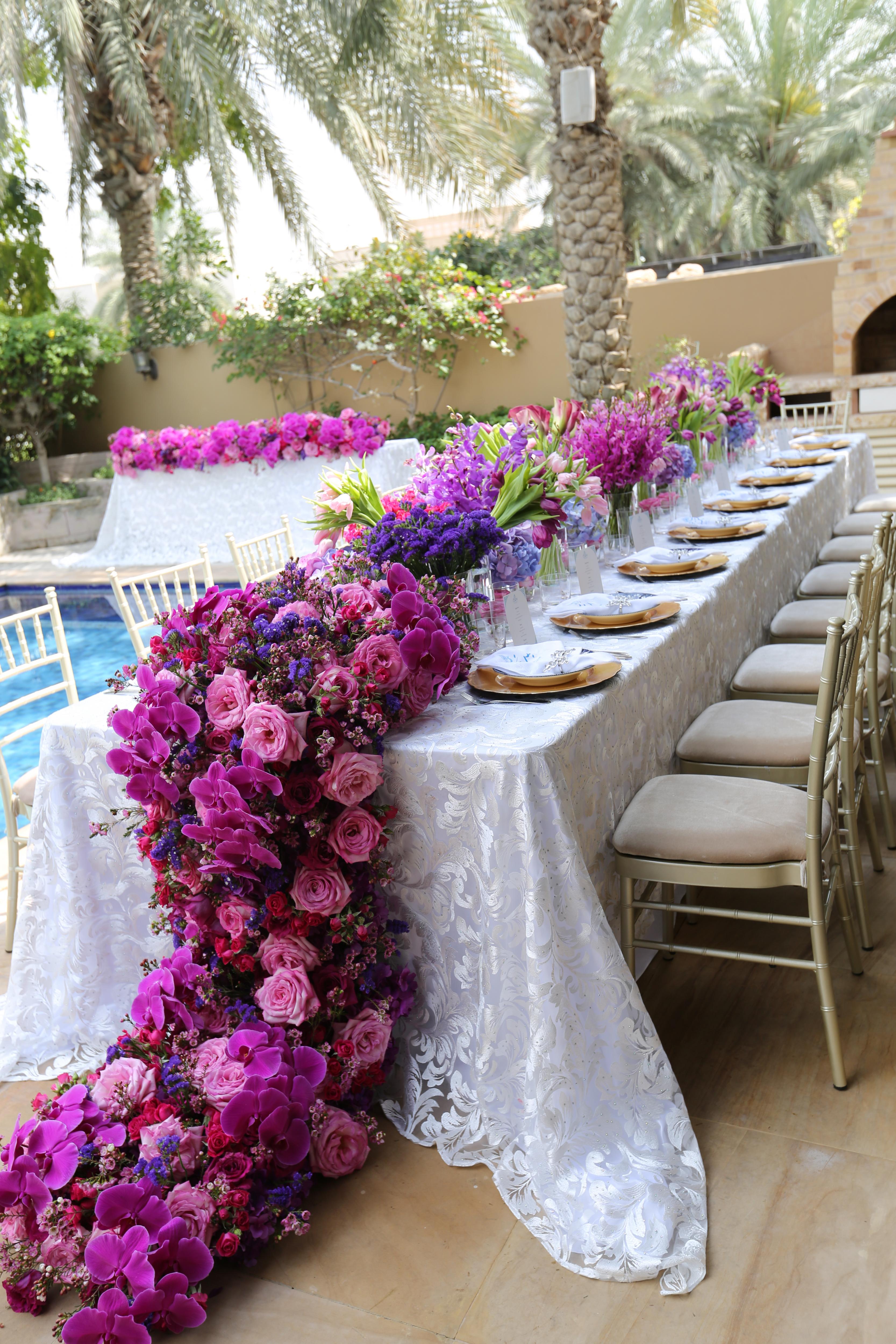 Beautiful Table Flower Runners for Dubai Wedding